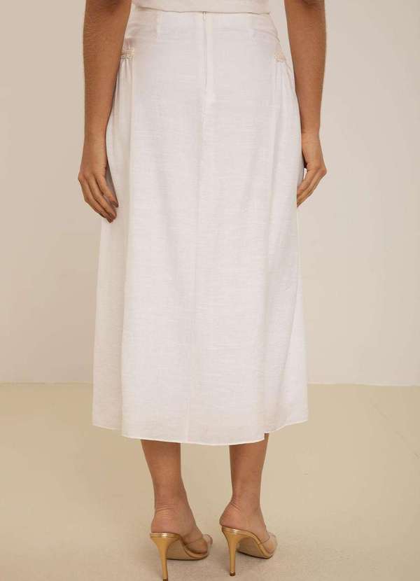 Maria.valentina - Saia Maria.Valentina Evasê Alta Midi Off White Branco 3