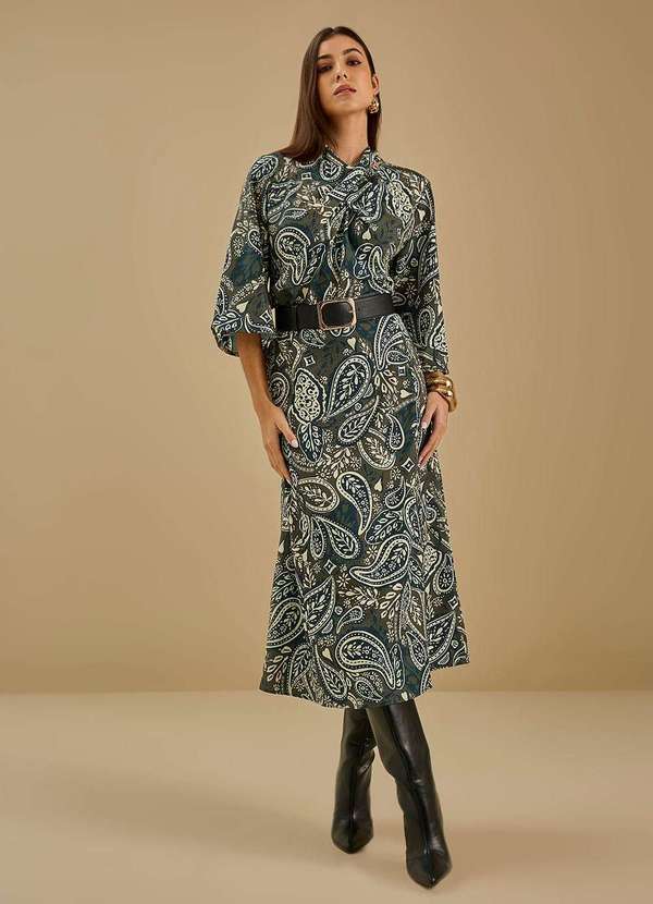 Maria.valentina - Saia Maria.Valentina Evasê Alta Midi Verde Verde