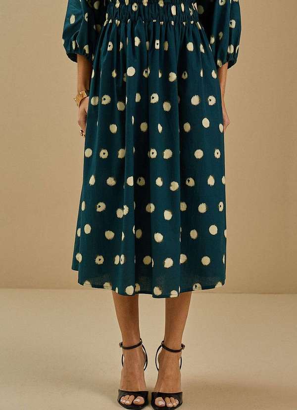 Maria.valentina - Saia Maria.Valentina Evasê Alta Midi Verde Verde