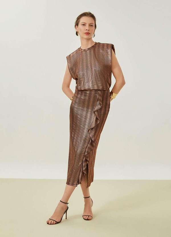 Maria.valentina - Saia Maria.Valentina Lápis Alta Midi Marrom Marrom