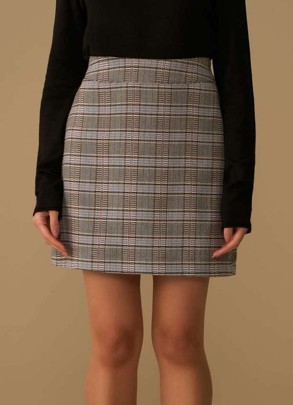 Maria.valentina - Saia Maria.Valentina Reta Alta Curta Bege Bege 2