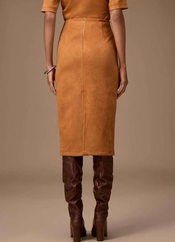 Maria.valentina - Saia Maria.Valentina Reta Alta Longa Marrom Marrom