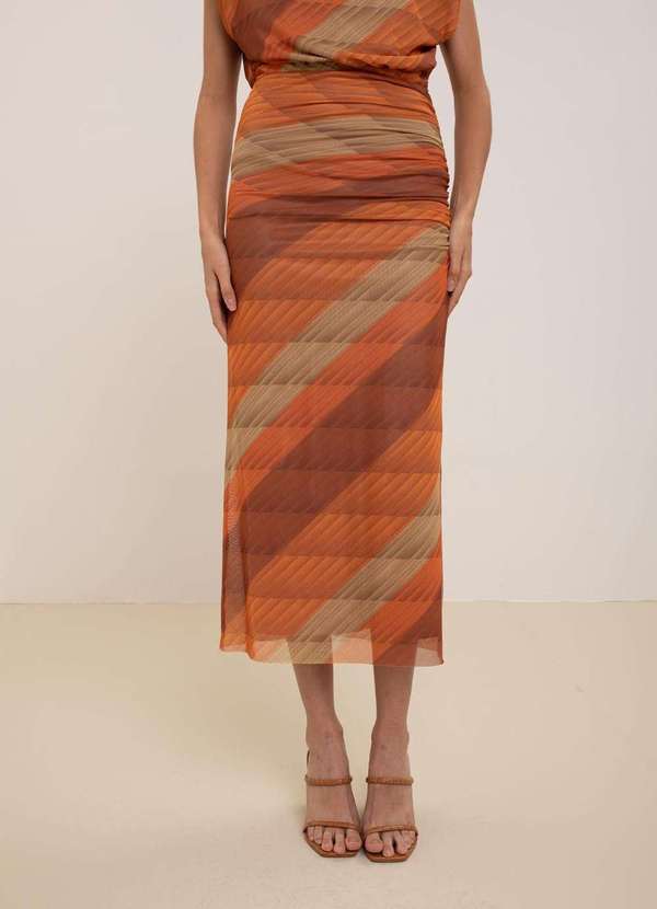 Maria.valentina - Saia Maria.Valentina Reta Alta Longa Laranja Laranja 3