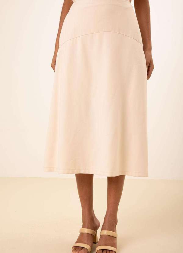 Maria.valentina - Saia Maria.Valentina Reta Alta Midi Bege Bege 3