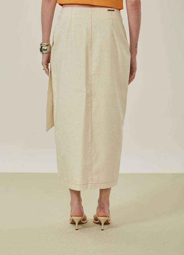 Maria.valentina - Saia Maria.Valentina Reta Alta Midi Off White Branco 3