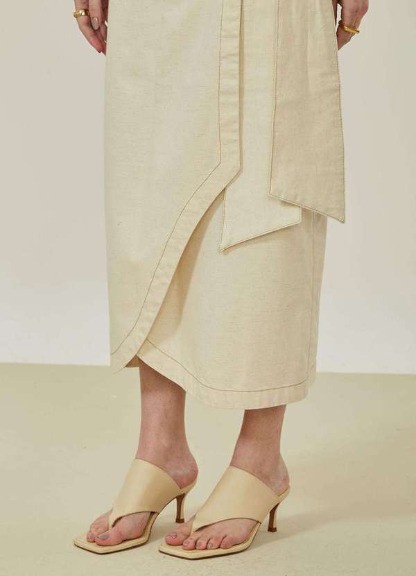 Maria.valentina - Saia Maria.Valentina Reta Alta Midi Off White Branco 4