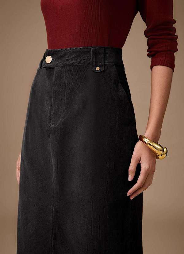 Maria.valentina - Saia Maria.Valentina Reta Alta Midi Preto Preto 3