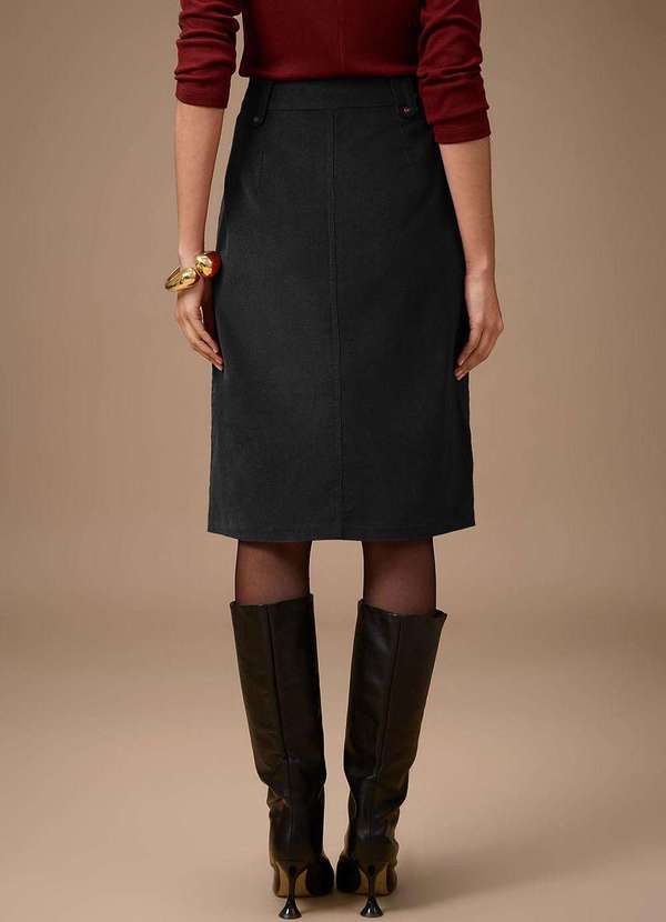 Maria.valentina - Saia Maria.Valentina Reta Alta Midi Preto Preto 4