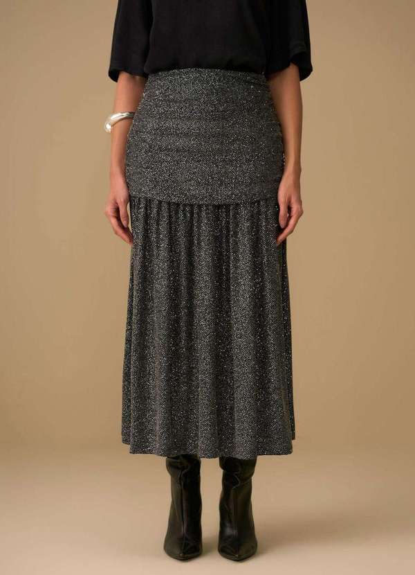 Maria.valentina - Saia Maria.Valentina Reta Alta Midi Preto Preto