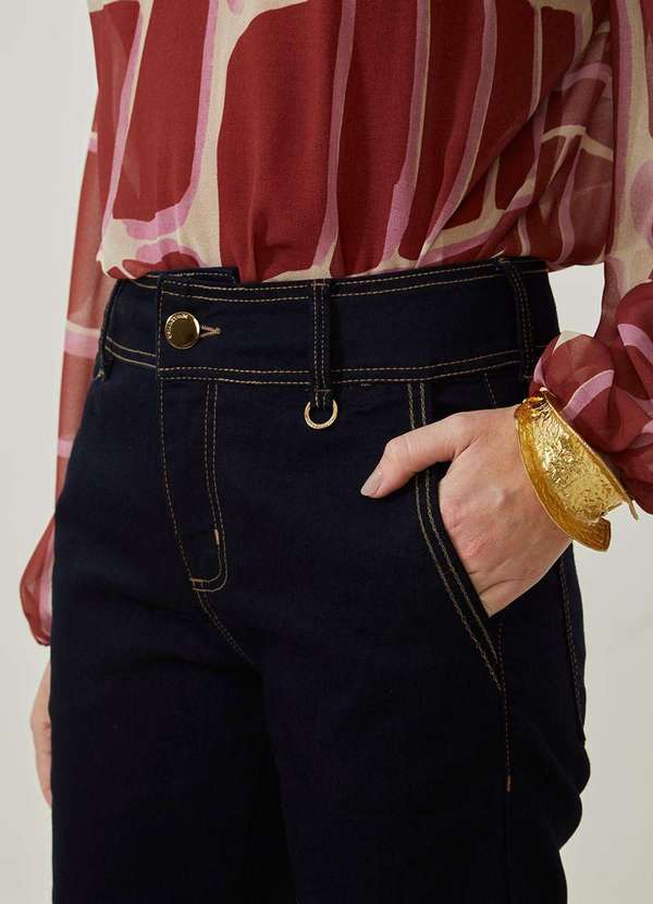 Maria.valentina - Bermuda Maria.Valentina Ajustada Alta Azul Azul