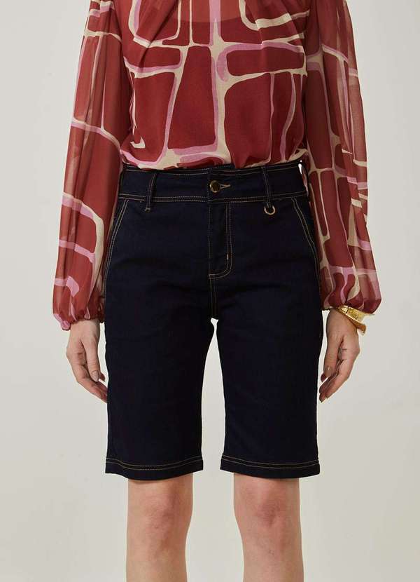 Maria.valentina - Bermuda Maria.Valentina Ajustada Alta Azul Azul 4