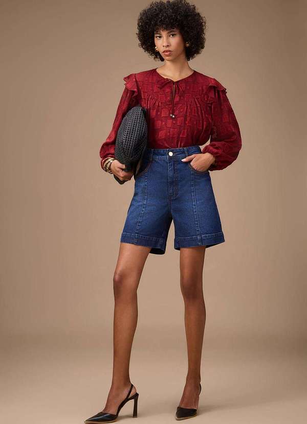 Maria.valentina - Bermuda Maria.Valentina Reta Alta Azul Azul 2