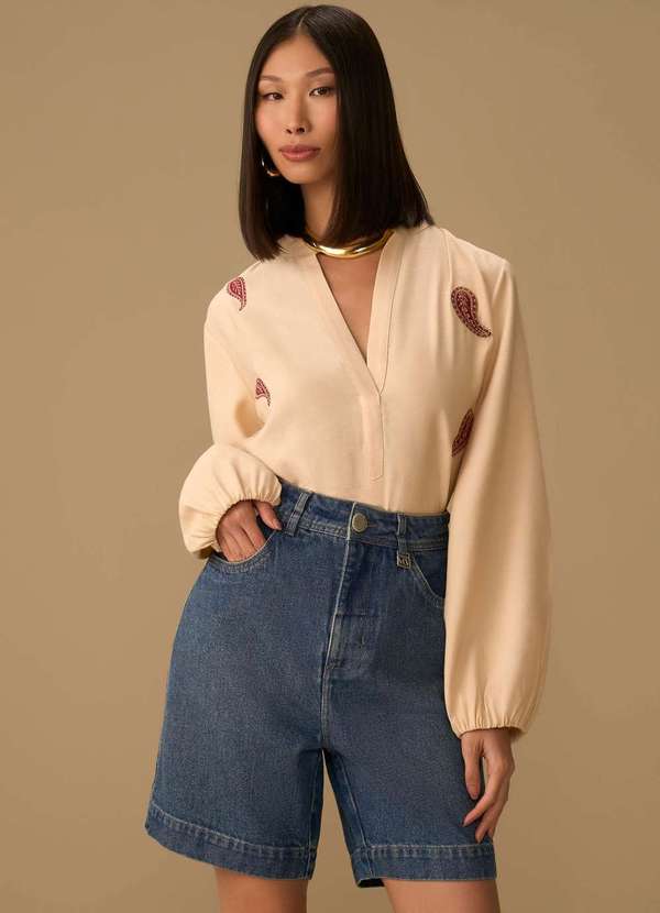 Maria.valentina - Bermuda Maria.Valentina Reta Alta Azul Azul