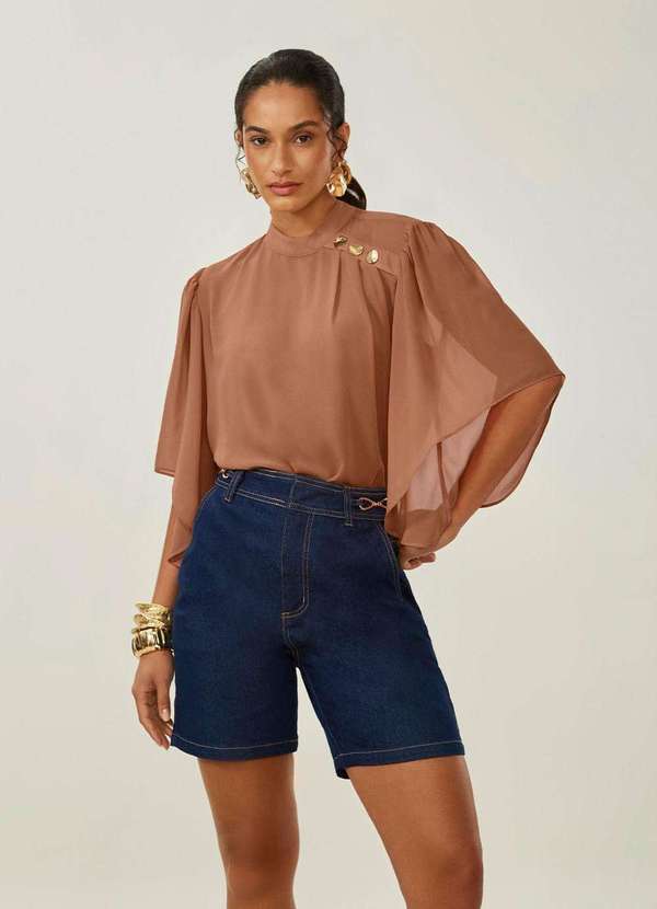 Maria.valentina - Bermuda Maria.Valentina Reta Alta Azul Azul