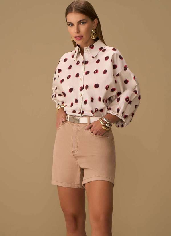 Maria.valentina - Bermuda Maria.Valentina Reta Alta Bege Bege