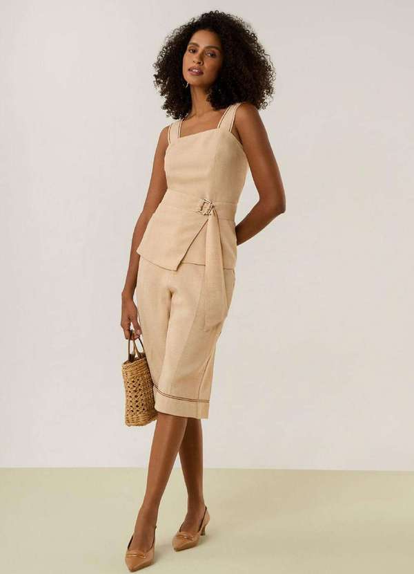 Maria.valentina - Bermuda Maria.Valentina Reta Alta Bege Bege