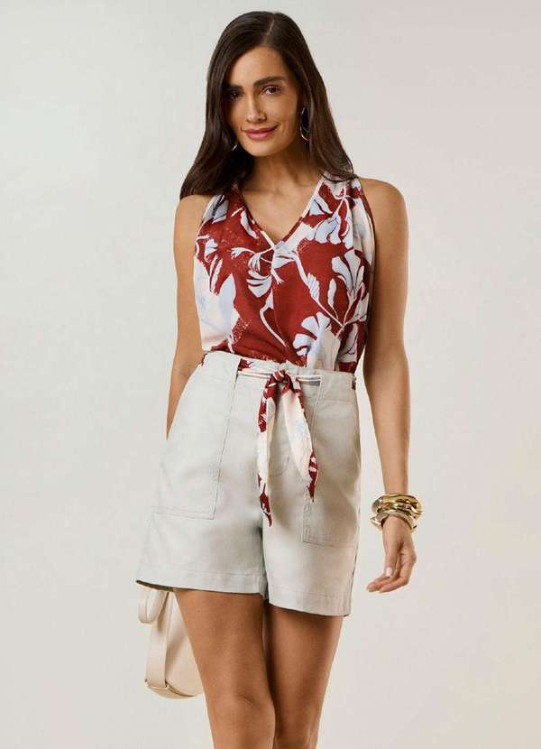 Maria.valentina - Bermuda Maria.Valentina Reta Alta Cinza Cinza