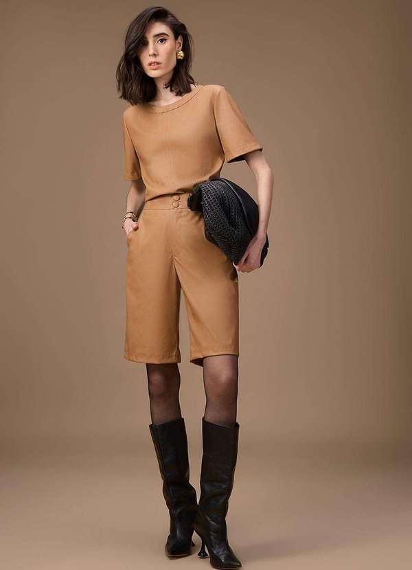 Maria.valentina - Bermuda Maria.Valentina Reta Alta Marrom Marrom