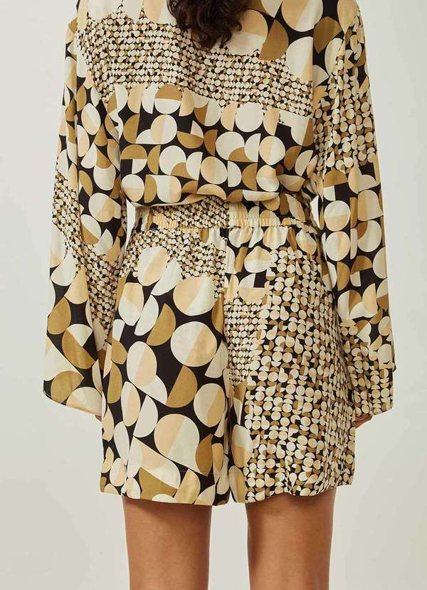 Maria.valentina - Shorts Maria.Valentina Amplo Alta Bege Bege