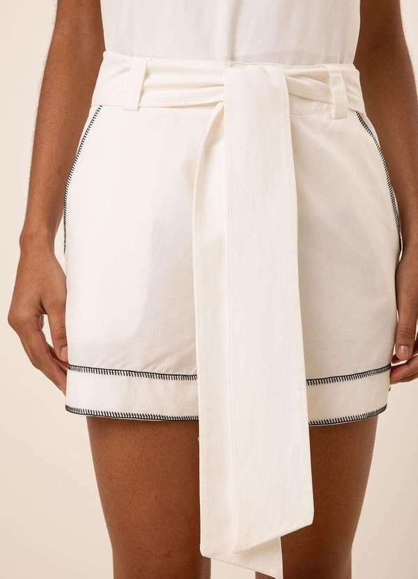 Maria.valentina - Shorts Maria.Valentina Amplo Alta Off White Branco 2