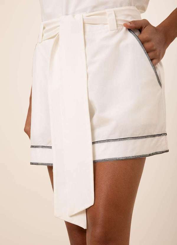 Maria.valentina - Shorts Maria.Valentina Amplo Alta Off White Branco 3