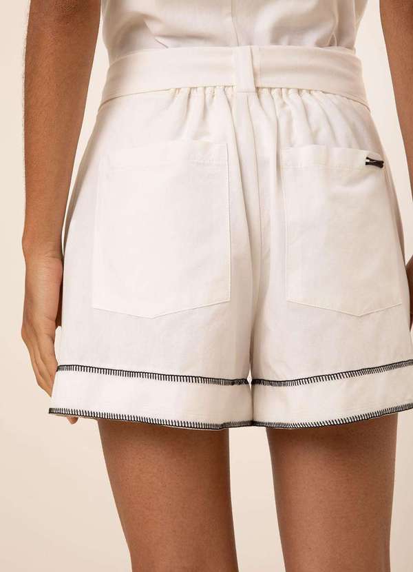 Maria.valentina - Shorts Maria.Valentina Amplo Alta Off White Branco 4