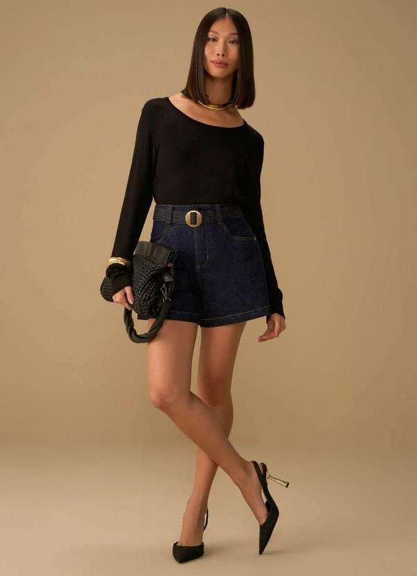 Maria.valentina - Shorts Maria.Valentina Reto Alta Azul Azul