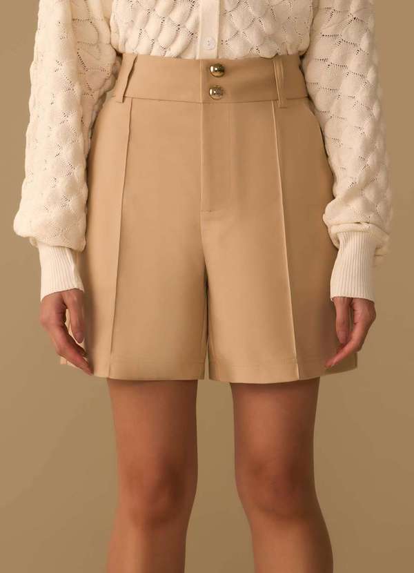 Maria.valentina - Shorts Maria.Valentina Reto Alta Bege Bege 2