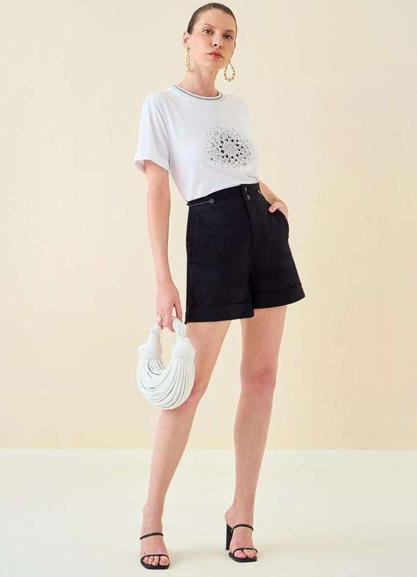 Maria.valentina - Shorts Maria.Valentina Reto Alta Preto Preto