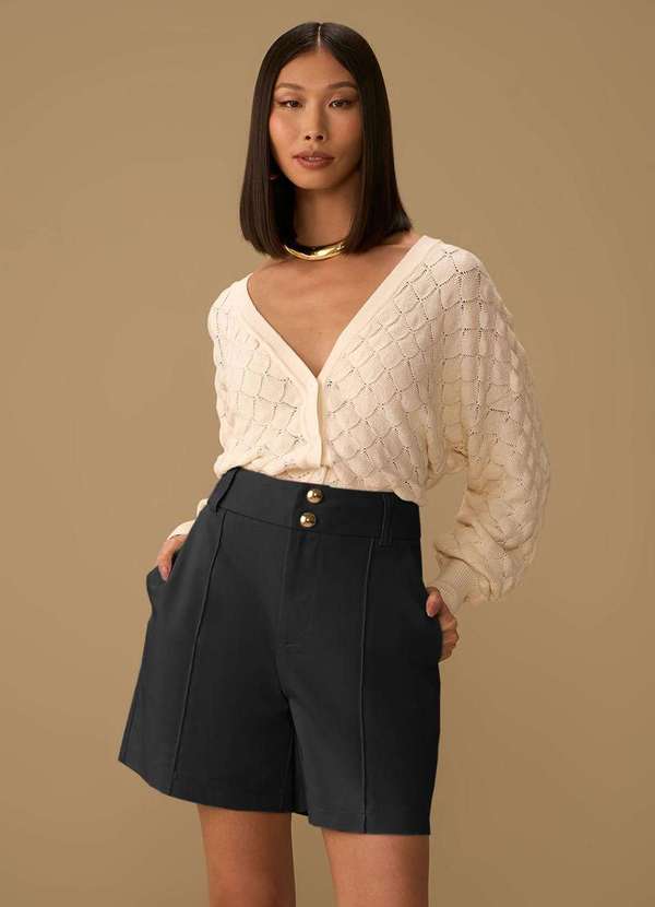 Maria.valentina - Shorts Maria.Valentina Reto Alta Preto Preto 2