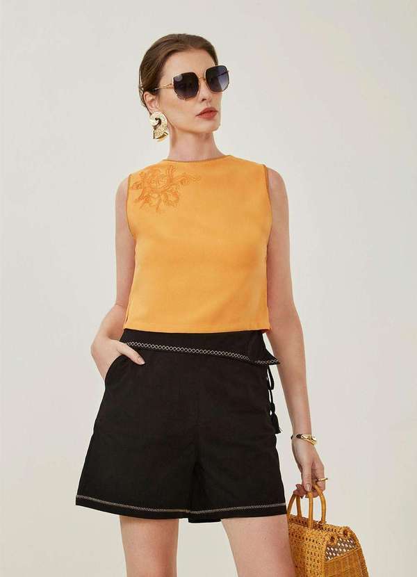 Maria.valentina - Shorts Maria.Valentina Reto Alta Preto Preto 2