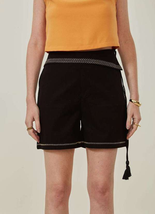 Maria.valentina - Shorts Maria.Valentina Reto Alta Preto Preto 3