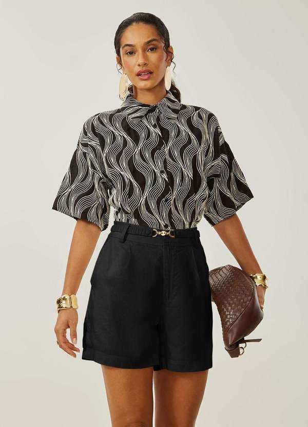 Maria.valentina - Shorts Maria.Valentina Reto Alta Preto Preto