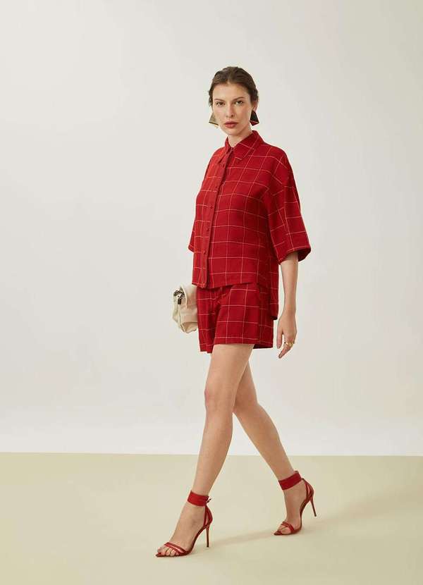 Maria.valentina - Shorts Maria.Valentina Reto Alta Vermelho Vermelho 3