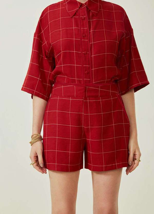 Maria.valentina - Shorts Maria.Valentina Reto Alta Vermelho Vermelho 4