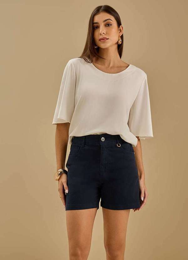Maria.valentina - Shorts Maria.Valentina Reto Média Azul Escuro Azul