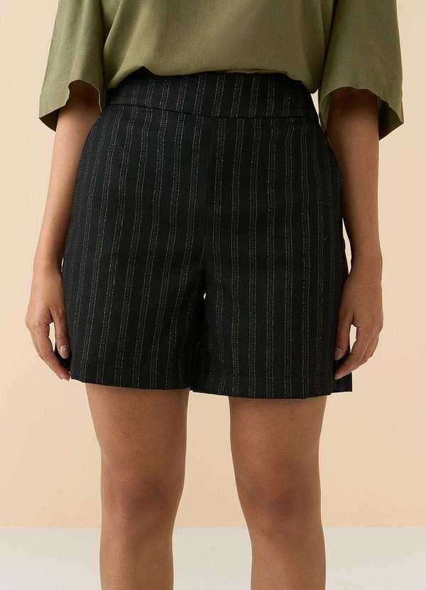 Maria.valentina - Shorts Reto Alta Preto Preto