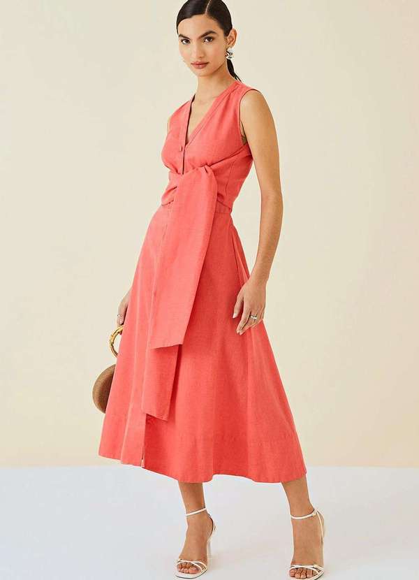 Maria.valentina - Chemise Maria.Valentina Midi Amarração Frontal Laranja Laranja