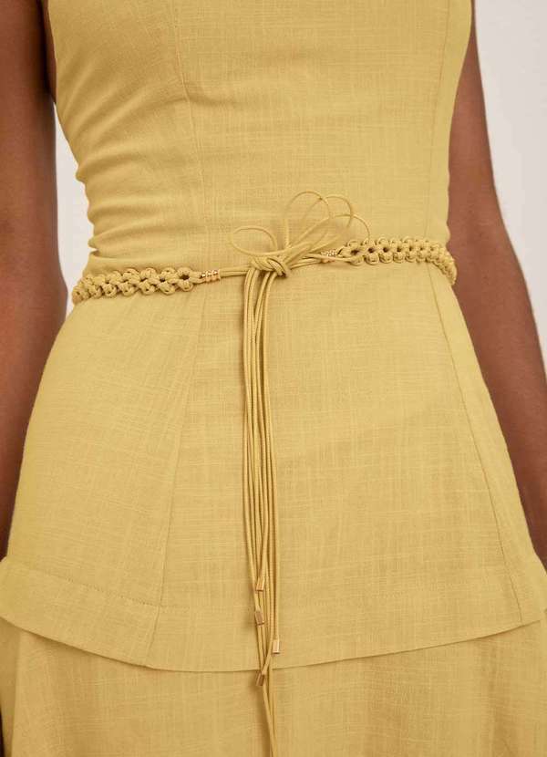 Maria.valentina - Vestido Maria.Valentina Ajustado Decote Reto com Alça Midi Bege Bege 3