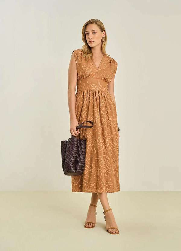 Maria.valentina - Vestido Maria.Valentina Ajustado Decote V sem Manga Longo Marrom Marrom
