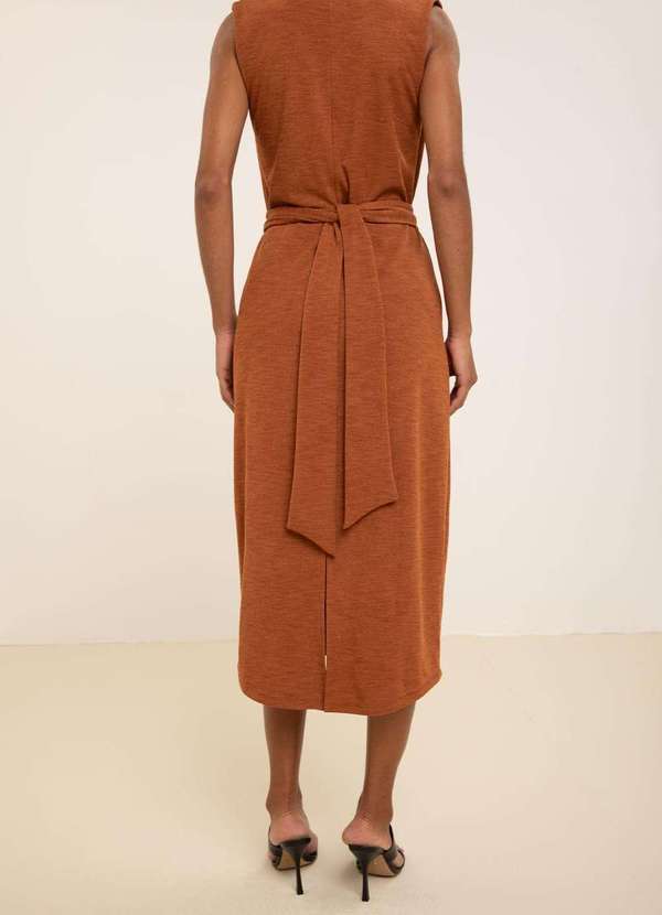 Maria.valentina - Vestido Maria.Valentina Ajustado Decote V sem Manga Midi Marrom Marrom