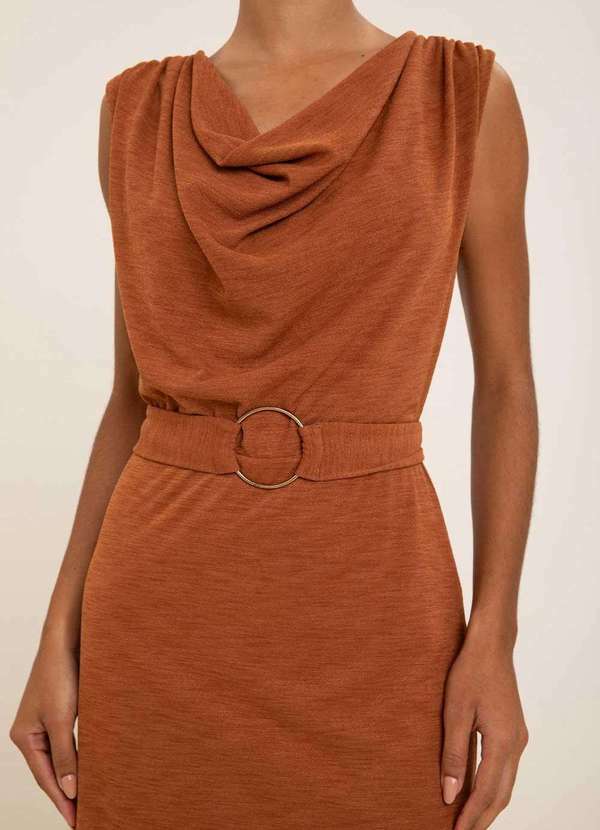 Maria.valentina - Vestido Maria.Valentina Ajustado Decote V sem Manga Midi Marrom Marrom