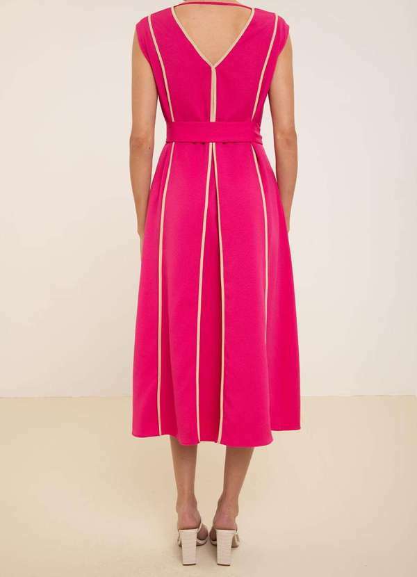 Maria.valentina - Vestido Maria.Valentina Ajustado Decote V sem Manga Midi Rosa Rosa