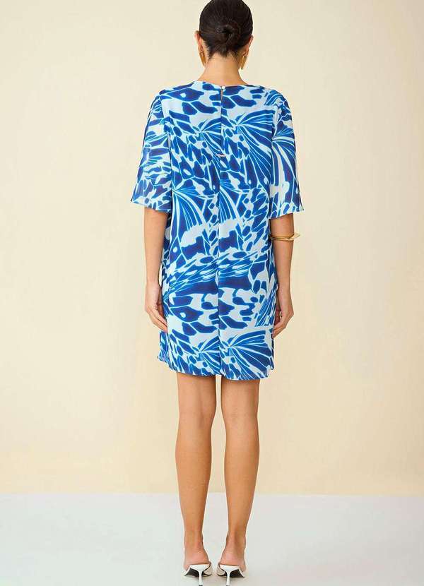 Maria.valentina - Vestido Maria.Valentina Curto Decote Redondo com Babado Azul Azul