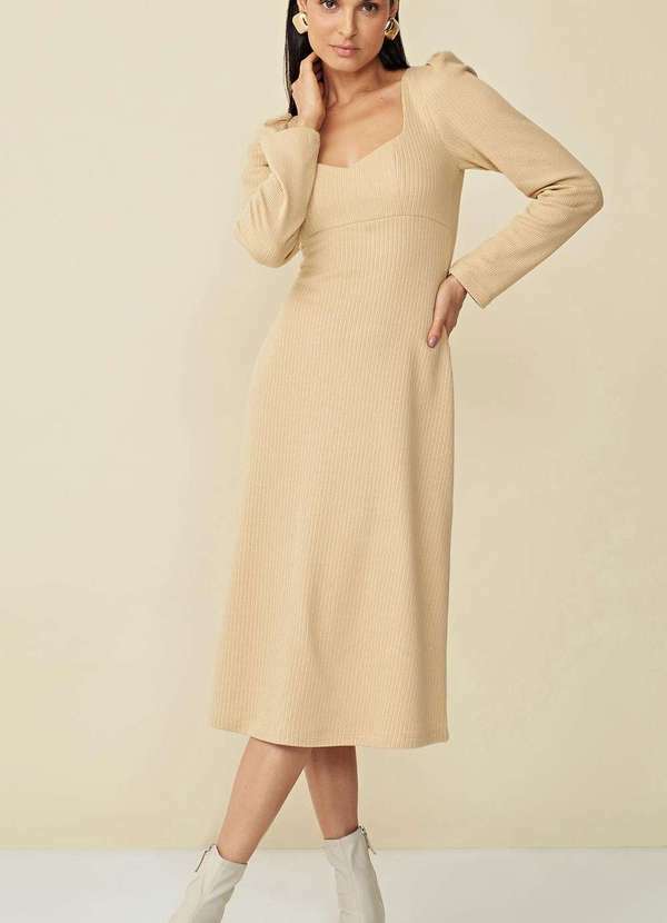 Maria.valentina - Vestido Maria.Valentina Longo Decote Diferenciadao Básico Marrom Marrom
