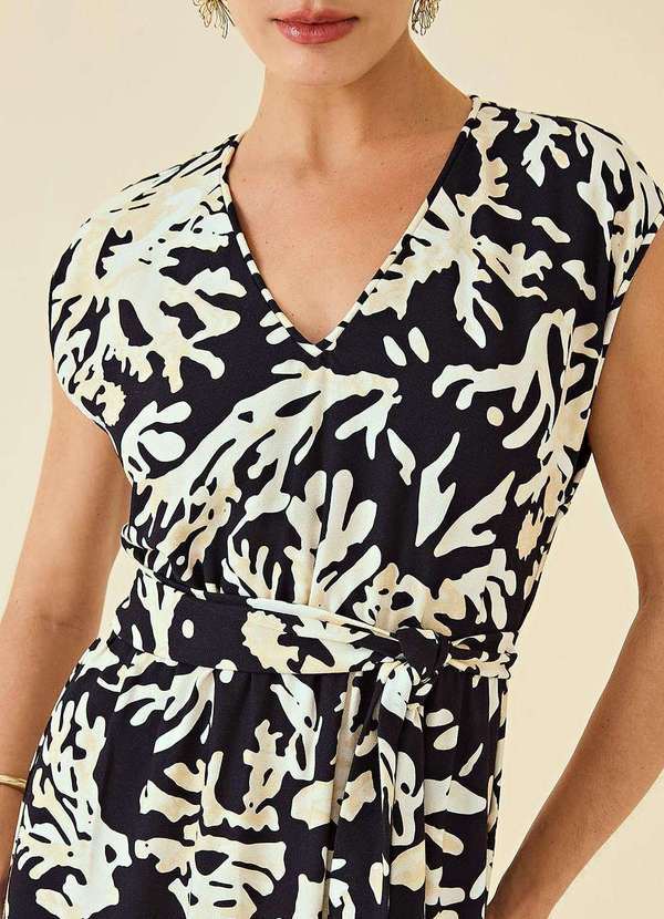 Maria.valentina - Vestido Maria.Valentina Midi Decote V com Faixa Preto Preto 3