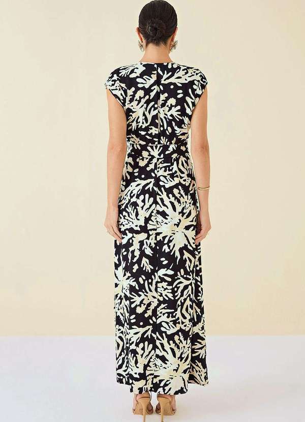 Maria.valentina - Vestido Maria.Valentina Midi Decote V com Faixa Preto Preto 4