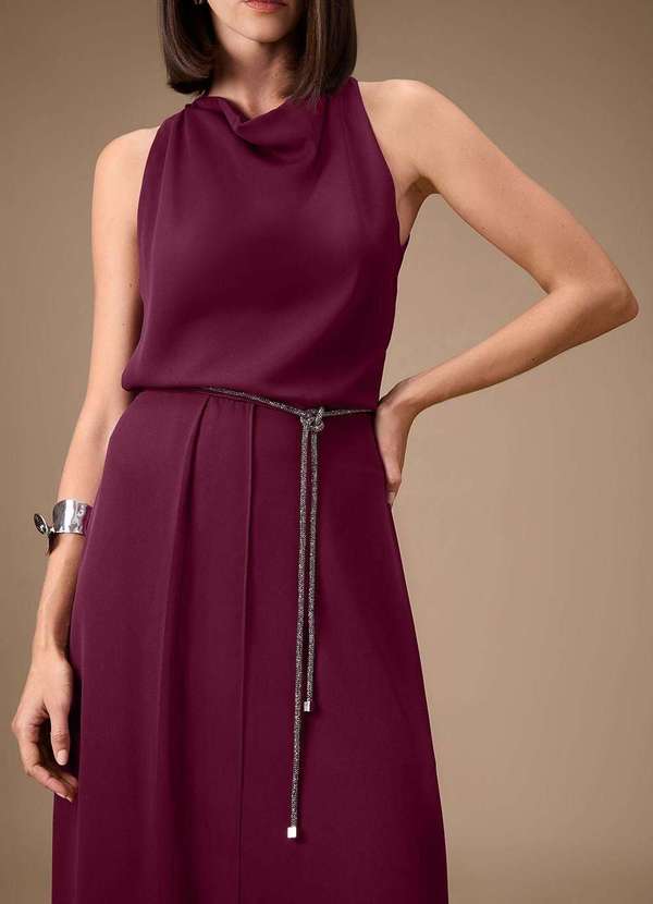 Maria.valentina - Vestido Maria.Valentina Solto Cava Francesa sem Manga Longo Bordo Vermelho 3