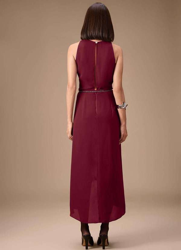 Maria.valentina - Vestido Maria.Valentina Solto Cava Francesa sem Manga Longo Bordo Vermelho 4