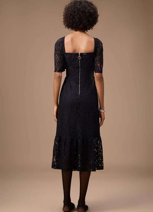 Maria.valentina - Vestido Maria.Valentina Solto Decote Reto Manga Curta Midi Preto Preto 4